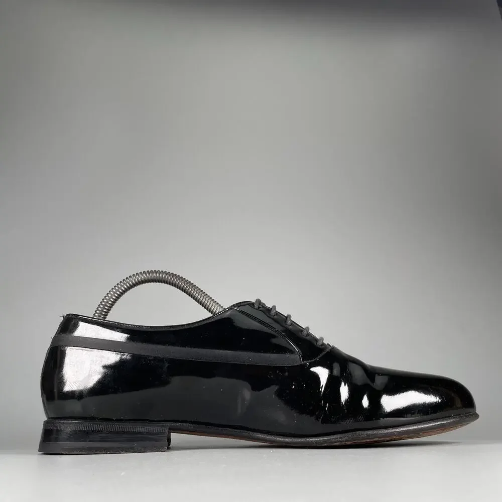Mezlan Broadway Men's Size 7.5 W Black Patent Leather Oxfords Dress Shoes Formal